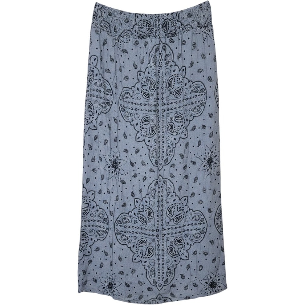 Earthbound Trading Co‎ Blue Paisley Bandana Peasant Maxi Skirt Side Slits Small